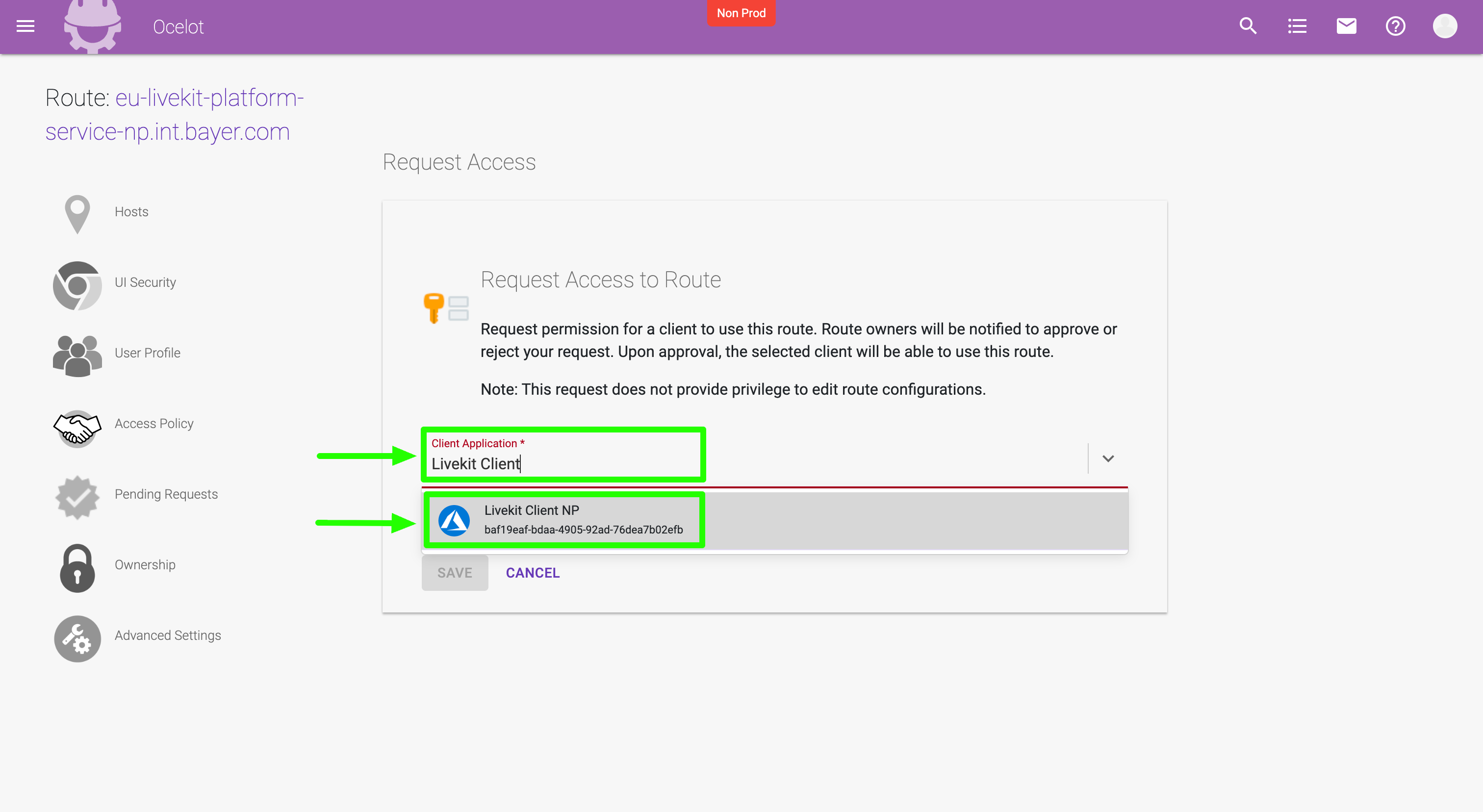 Select Client Application